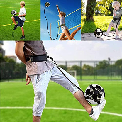 Football Kick Trainer, Soccer/Volleyball/Rugby Trainer Hands-Free Adjustable Solo Soccer Practice Aid Throw Training Equipment for Kids Adults Ball Sizes 3, 4, 5 - color: 4 Straps