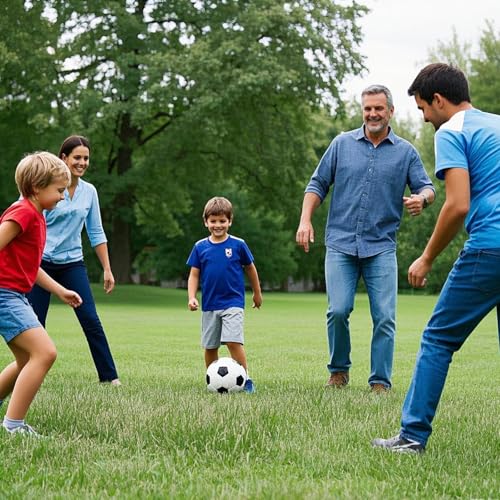 Soccer Ball Size 3 4 5 Training Practice Ball for Boy Girl Kid Classic Soccerball with 32 Leather Panels Machine Sewing Come with Pump