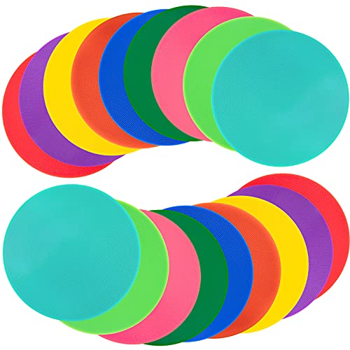 Spot Markers 9 Inch 10 Inch Non Slip Rubber Floor Markers Flat Field Cones Poly Dots for Soccer Basketball Sports Speed Agility Training and Drills - style: 10inch 18pcs