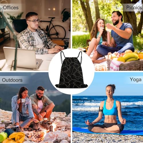 Sports Drawstring Sackpack Lightweight Backpack Waterproof for Training Gym Yoga Beach Men Women String Bag, Gold Black Marble Bags - color: Picture (356)