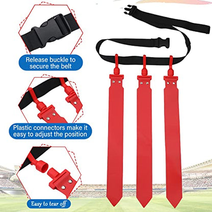 Hungdao 10/12 Players Flag Football Belts and Flags Adjustable Football Belts for Kids Teens Adults Team Training Sport Event - color: Red, Blue
