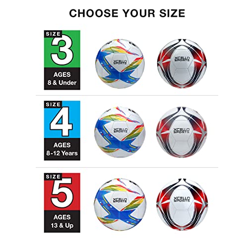 Xcello Sports Soccer Ball Size 4 Assorted Graphics with Pump (Pack of 12)