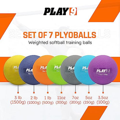 | Plyometric Weighted Balls for Baseball | Soft Weighted Medicine Ball for Baseball, Softball, Pilates, Yoga Physical Therapy Pitching and Velocity Training (7 Pack)