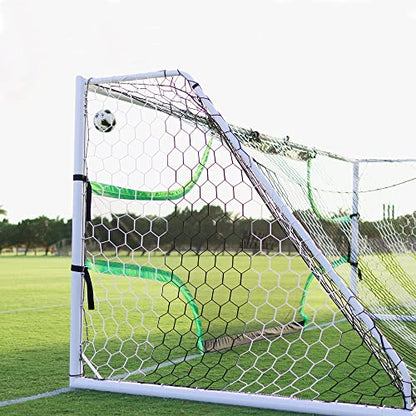 Soccer Goal Target Net - 24ft x 8ft Scoring Training Equipment - Improve Kick Practice Shooting Targets, Portable Football Target Sheet with Carry Bag, Ground Stakes, Bungee Cord Included