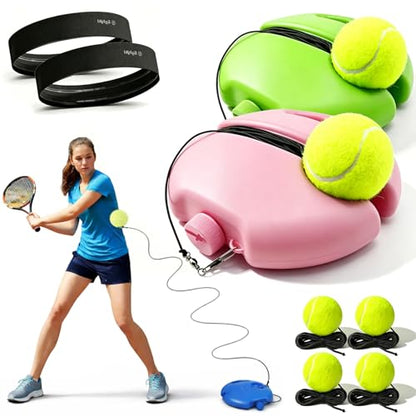 Solo Tennis Trainer Rebound Ball with String, 2026 New Portable Tennis Trainer Set for Self Practice, Tennis Training Equipment for Adults Kids Beginners with Elastic Balls - color: Mixed E