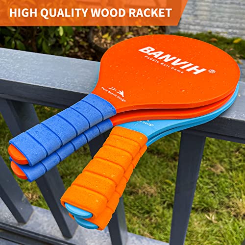 Banvih Badminton Set 4 Rackets - Beach Games & Yard Games for Adults and Family, Outdoor Games for Kids 8-12, Paddle Ball Set with Birdies, Lawn & Camping Games, Beach Toys for Summer Fun