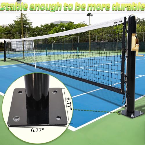 Seliyoo Pickleball Net System,Pickleball Net Set-22 FT Regulation Size with Heavy Duty Steel Post, Premium-Grade Brass Winder,Surface Mount,Tournament Net,Idea for Indoor Gym Or Outdoor Courts - style: Stainless Net pole