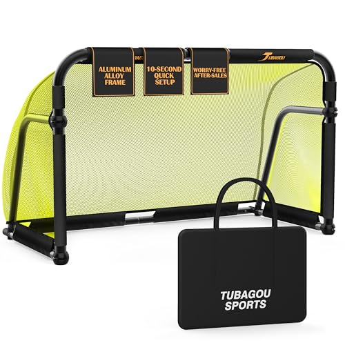 Aluminum Folding Soccer Goal with Carry Bag for Backyard, Portable 5x3 / 4x2.5 FT Mini Soccer Goals for Kids and Adults, 10-Second Set Up & Steady, Training & Team Practice - color: Yellow, size: 4X2.5
