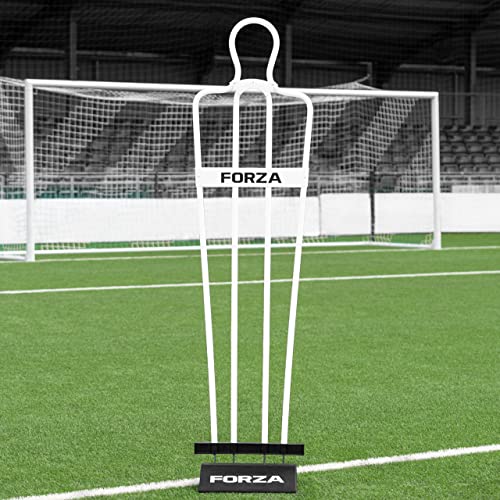 FORZA 6ft Airflow Soccer Mannequin | Wind-Resistant Free Kick Training Dummy for Coaching Drills & Shooting Practice | Shatterproof PVC with Ground Spikes & Optional Base - Pack of 1 or 3 - color: White, size: Pack of 1, style: With Bases