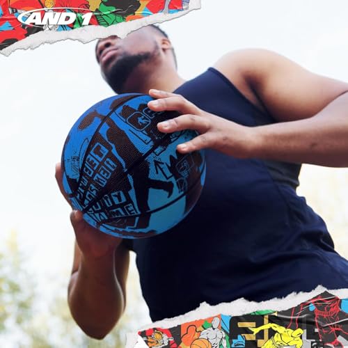 AND1 Street Art Rubber Basketball: Official Regulation Size 7 (29.5 inches) Rubber Basketball - Deep Channel Construction Streetball, Made for Indoor Outdoor