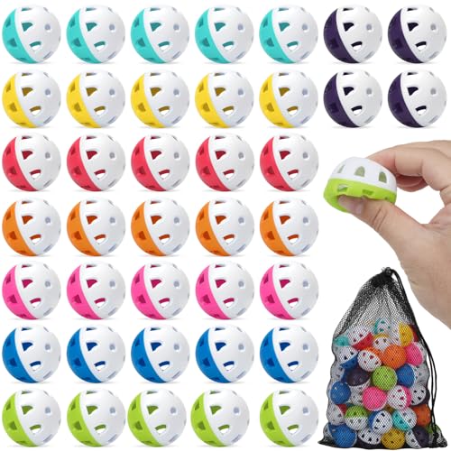 Coopay 20/40/80 Pack Mini Plastic Practice Baseballs, 1.65inch Small Soft Training Balls with Drawstring Bag for Baseball Hitting, Pitching & Batting Training, Indoor & Outdoor - color: Half Color Mix, style: 40 Pack