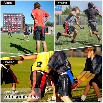 DkOvn Flag Football Set, Flag Football Belts with Flags, Easy Tear Away Belt for Youths, Adult Players of Flag Football - color: 4pcs(2 Blue+2 Red)