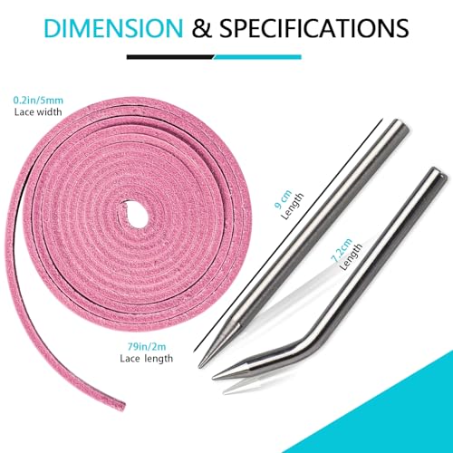 Baseball Glove Lace, Mitt Lace Repair Kit Softball 2 Leather Laces and 2 Lacing Needles for Catcher's Glove - color: Pink