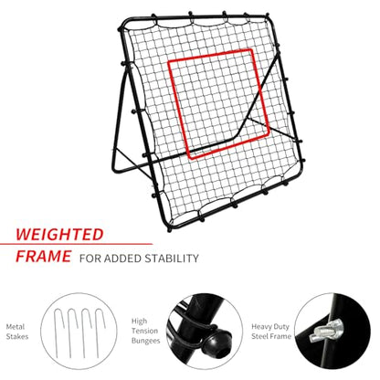 Soccer Baseball Rebounder Net：Quick-Switch Angle Volleyball Pitchback Training for Control, Passing Practice, Easy Setup Football Goal Rebounder for Kids Teens & Adults Backyard