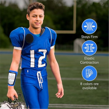 Football Play Wristbands | Sports Playbook Band | Youth Quarterback Gear | Wristband Playbook | Softball Wristbands for Signs - color: Navy Blue