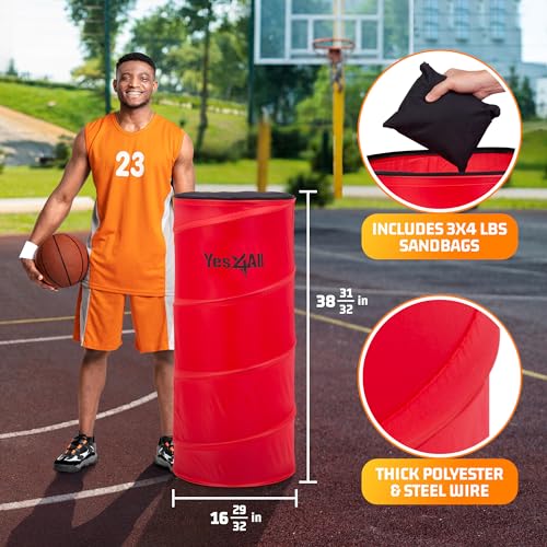 Yes4All Pop Up Defender, 3-Pack Basketball Youth Training Equipment, Portable Football Soccer Basketball Drill Defender - color: A. Red
