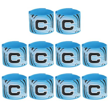 YOKIVE 10Pcs Captain Armbands, Elastic Armband Soccer Captain C Arm Band, Great for Youth Adult Football, Basketball Player (Sky Blue, 13x2.8 Inch)
