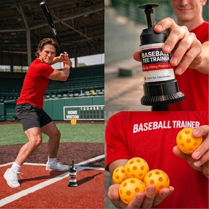 Baseball Tee Trainer Popper- Baseball Swing Trainer with 4 Practice Balls - Baseball Hitting Trainer for Training - Pop Up Trainer for Indoor & Outdoor Solo Training by HAMARA