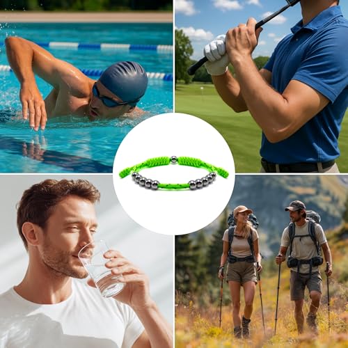 Golf Score Counter Bracelet, 10 Stainless Steel Beads, 2mm Cord Adjustable Golf Stroke Tracking Baseball Swimming Sport Golf Gift for Men and Women - style: Neon