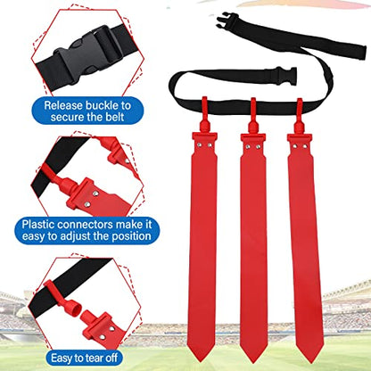 Hungdao 10/12 Players Flag Football Belts and Flags Adjustable Football Belts for Kids Teens Adults Team Training Sport Event - color: Red