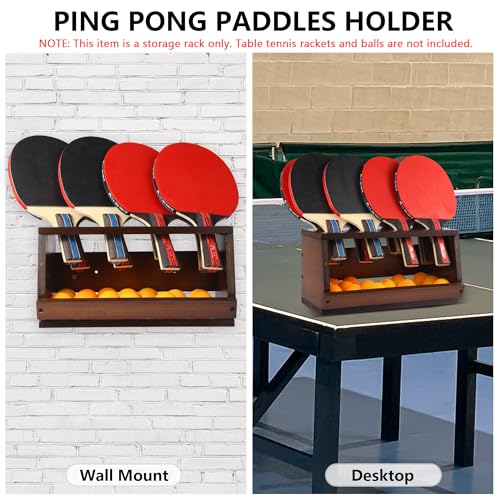 Ping Pong Paddle Holder, Ping Pong Paddle Storage Rack Hold 8 Rackets, 2-in-1 Wall Mount & Countertop Table Tennis Holder for Garage, Game Room, Bar and Men Cave