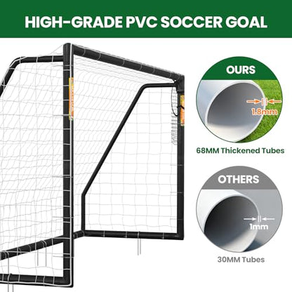 NAIZEA Soccer Goal - 12x6/10x6/8x6/6x4FT Soccer Goals for Backyard, Portable & Weatherproof HPVC Soccers Goal w/Soccer Net Durable Post for Adults & Youth Outdoor's Practice Training - size: 12x6 FT, style: Foldable-Black