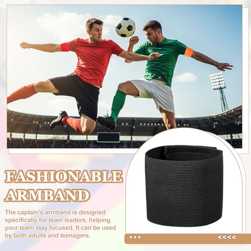 Captain Armbands, Adjustable Leader Arm Bands for Soccer Elastic Team Sport Arm Band-Fitting for Football/Volleyball/Rugby - color: Black