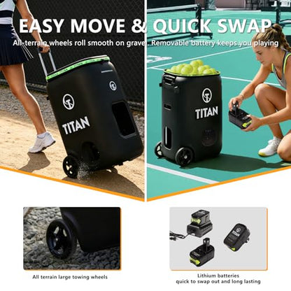 Titan ONE Pickleball Machine with Internal Oscillation & Free App | for Coaches, Clubs & Solo Practice, 85 to 240 Ball Capacity, Portable with Trolley Handle
