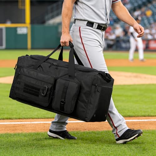 120L Extra Large Baseball Duffle Bag for Adult Softball Gym Bag with Shoe Compartment, Sports Duffel Bat Equipment Bag Coach Team Catchers Gear Bag for Hockey Football Basketball Soccer, Black - color: Black