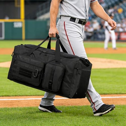 120L Extra Large Baseball Duffle Bag for Adult Softball Gym Bag with Shoe Compartment, Sports Duffel Bat Equipment Bag Coach Team Catchers Gear Bag for Hockey Football Basketball Soccer, Black - color: Black