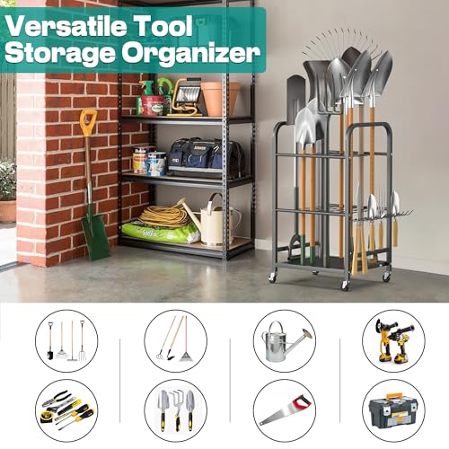 EVERHANGER Garden Tool Organizer and Storage, Yard Tool Stand Garage Tool Organization, Yard Tool Racks for Indoor/Outdoor Use - size: Small