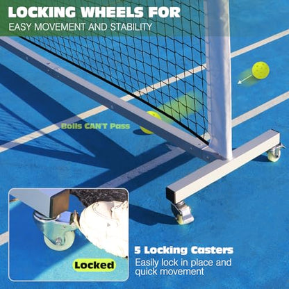 Pro Pickleball Net Portable with Wheels – 22ft Heavy Duty Pickleball Net System with Sturdy Aluminum Frame for Outdoor & Indoor – Nylon Net & Carrying Bag for Pickleball, Tennis, Badminton - style: Movable-Portable
