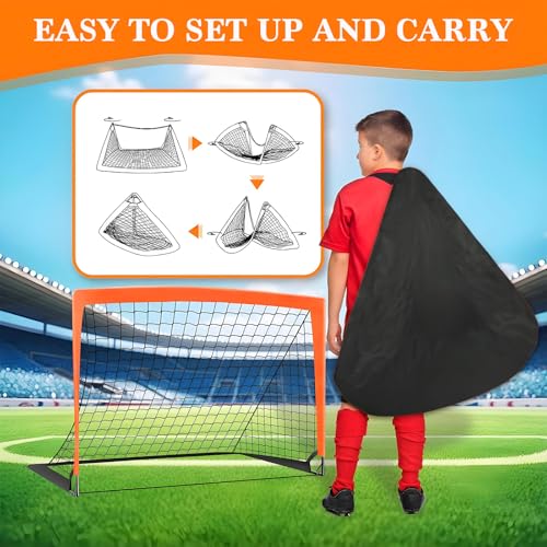 Soccer Goal for Backyard, 4'x3' Pop Up Football Goal, Target Practice for Young, Optional Soccer Equipment with Portable Goal, Soccer Training Mat/Cones/Resistance Bands/Agility Ladder