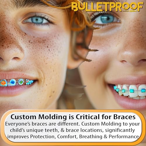 Bulletproof Braces Mouthguard – World’s Thinnest & Strongest Sports Mouth Guard for Braces! Basketball Football Lacrosse Wrestling Hockey Rugby BJJ MMA Boxing Mouthpiece – Adult Youth & Kids - color: Clean White