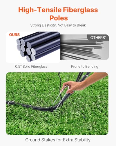 VEVOR Portable Soccer Goal, 12 x 6 ft Large Practice Soccer Net, Steel Fiberglass Structure Training Goal Set with Carry Bag, All-Weather Outdoor Use, for Backyards, Parks, School Fields - style: Fiberglass Rod Triangle