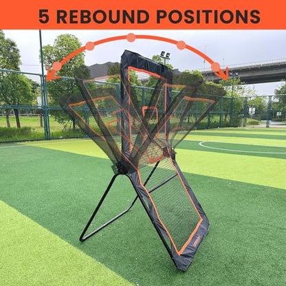 4x7FT Lacrosse Rebounder,Volleyball Training Equipment,Bouced Back Net in Different Angels with 2 Lacrosse Balls for Backyard Practice