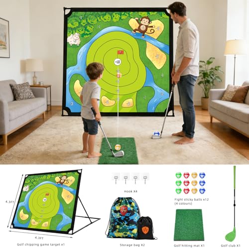 Golf Chipping Practice Game 52" x 52" Indoor Outdoor Games for Adult Kids and Family Golfer Training Set with Club - style: Golf Set with Club