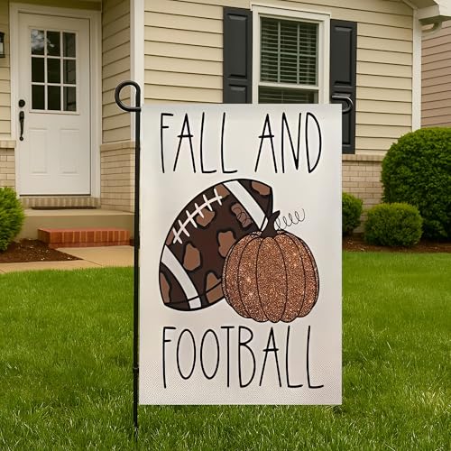 Garden Flag 12x18 Inch Double Sided Fall and Football Pumpkin Sports Design Weatherproof Patriotic USA Flag for Outdoor Yard Lawn Decoration