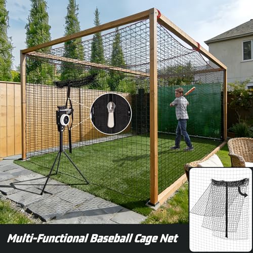 Storgem Baseball Batting Cage Net, Frame Not Include, Baseball and Softball Cage Netting with Door, Target Cloth, Heavy Duty Enclosed Hitting Cage Net for Backyard and Indoor