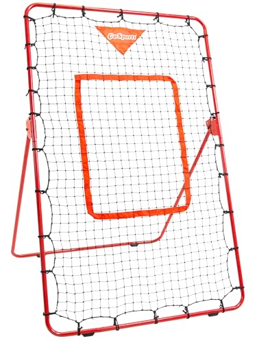 GoSports Baseball & Softball Pitching and Fielding Rebounder - Pitch Back Net - Choose Your Size - color: Red