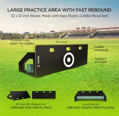 ZivPlay Soccer Rebounder Board Soccer Wall Kick Back Trainer with 2 Rebound Angles for Ball Passing and Bounce Back Training - size: 32 x 12 inch
