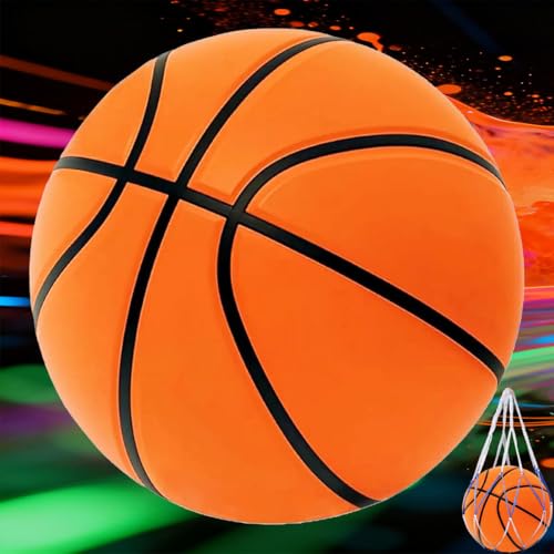 Indoor Silent Basketball Size 7 (29.5") Weight 600g, Grooved Airless Basketballs for Apartments Quiet Dribbling Training, Soundless PU Foam Basket Ball for All Ages, Non-Deforming Packaging