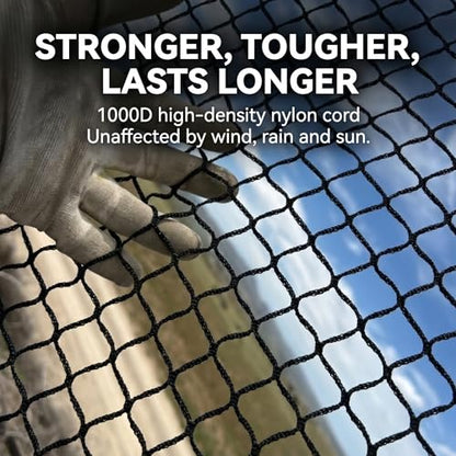 Golf Net for Hitting Practice, 10Ft to 50Ft Golf Ball Netting with 33Ft Hanging Nylon Rope,Also Use as Baseball, Hockey, Soccer, LAX Sport Net,Indoor and Outdoor.