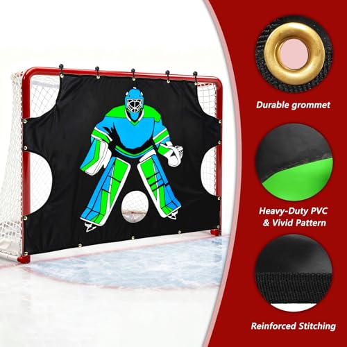 Ice Hockey Shooting Target: Quick Install Precision Practice Waterproof Training Aid Improve Accuracy for Outdoor Indoor Sport Field Teens Adult Coach Players - size: 72x48"