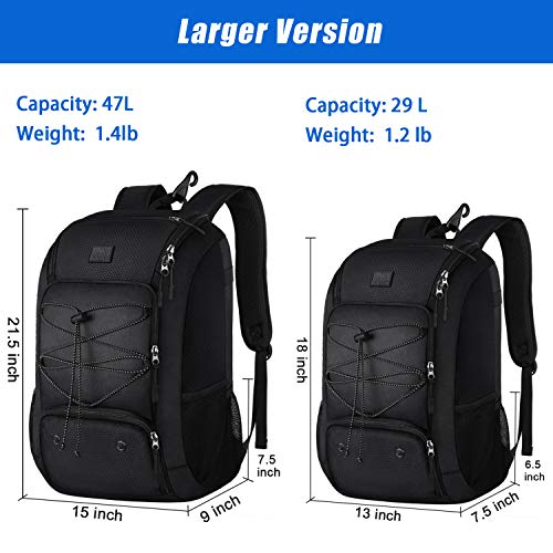 MATEIN Baseball Backpack, Softball Bat Bag with Shoes Compartment for Youth, Boys and Adult, Lightweight Baseball Bag with Fence Hook Hold TBall Bat, Batting Mitten, Helmet, Caps, Teeball Gear - color: Black, size: 47L