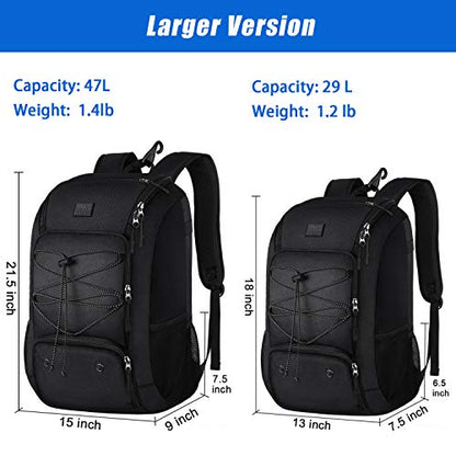 MATEIN Baseball Backpack, Softball Bat Bag with Shoes Compartment for Youth, Boys and Adult, Lightweight Baseball Bag with Fence Hook Hold TBall Bat, Batting Mitten, Helmet, Caps, Teeball Gear - color: Black, size: 47L