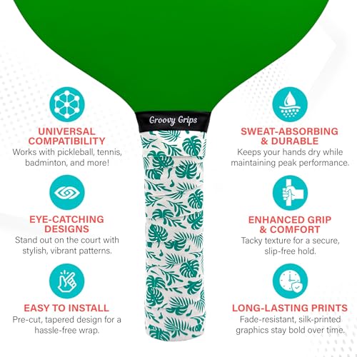 Pickleball Paddle Grip Tape - Stylish Tennis Overgrips, Non-Slip & Precut Racket Grip for Pickleball, Tennis, Badminton - color: Jungle Bloom, size: 3 Grips
