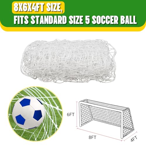 Soccer Goal Net Replacement, Heavy Duty Polypropylene Football Net for All Levels, All-Weather Backyard/Park Practice, White, No Frame Included