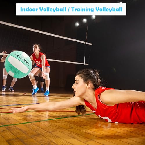 Volleyball Official Size 5 Volleyball for Indoor Outdoor, Soft Touch Volleyballs for Adults Beach Play Pool Game Gym Training Play, Durable Design, with Ball Pump