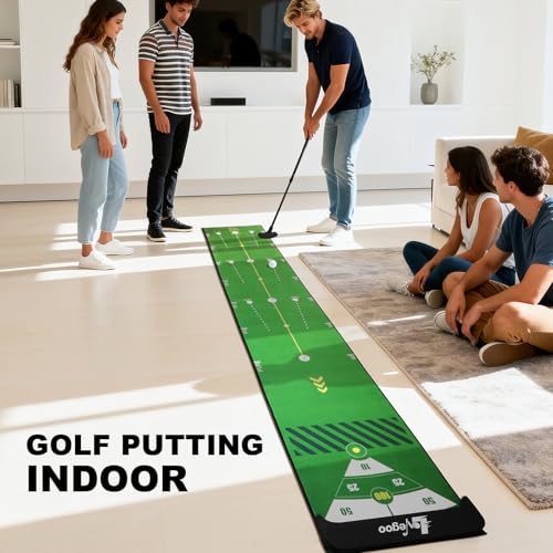 Golf Practice Mat with Alignment Mirror - 20 in X 120in Golf Putting Mat Training Aid Mat, Anti-Slip Backing Golf Putting Green for Indoor/Outdoor